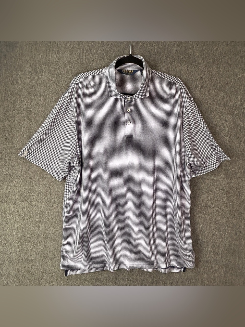 Polo Golf Ralph Lauren Polo Shirt Mens XL Blue Gingham Short Sleeve Golf Peru